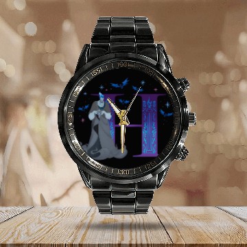 Discover Disney Villains Alphabet Monogram Letter H For Hades Calendar Steel Band Watch