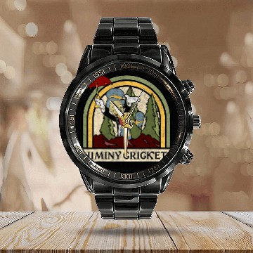 Discover Disney Pinocchio Jiminy Cricket Established Calendar Steel Band Watch