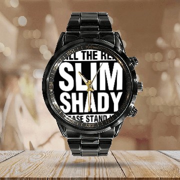 Discover Eminem Please Stand Up Calendar Steel Band Watch