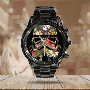 Discover Star Warss Tropical Stormtrooper Floral Print Disneyss Calendar Steel Band Watch