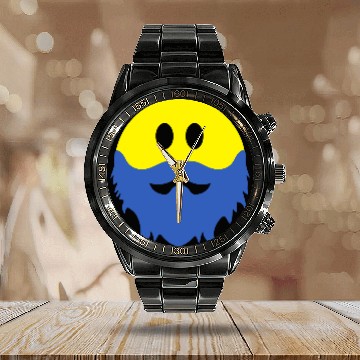 Discover Bearded Smiley Face Calendar Steel Band Watch
