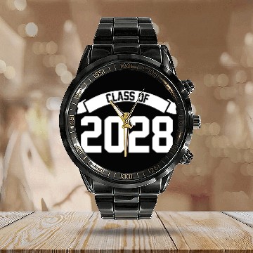 Discover Class of 2028 Novelty High School Elementary Calendar Steel Band Watch