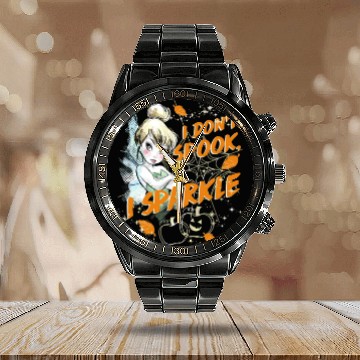 Discover Disneyss Peter Pan Tinkerbell Halloween Don't Spook I Sparkle Calendar Steel Band Watch