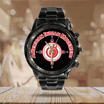 Discover American Indian Movement Calendar Steel Band Watch