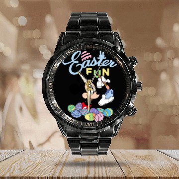 Discover Disney Mickey Mouse Easter Fun Painting Eggs Calendar Steel Band Watch
