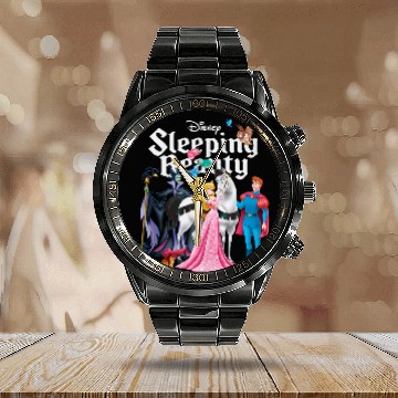 Discover Disneyss Sleeping Beauty Characters Baseball Tees Calendar Steel Band Watch