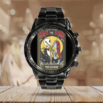 Discover Disney The Nightmare Before Christmas Jack Sally Lovers Zip Calendar Steel Band Watch