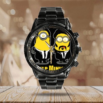 Discover Pulp Minion Pulp Fiction Parody Despicable Me Calendar Steel Band Watch