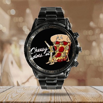 Discover Cheesy does it Calendar Steel Band Watch