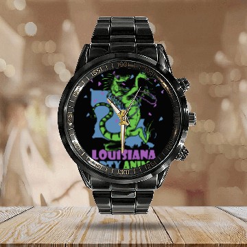 Discover Louisiana Party Animal Calendar Steel Band Watch