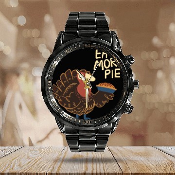 Discover More Pie! Calendar Steel Band Watch