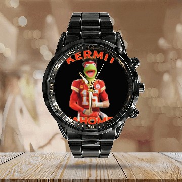 Discover Kermit Mahomes Calendar Steel Band Watch, Patrick Mahomes Meme Calendar Steel Band Watch