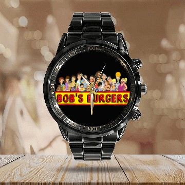Discover bobs burgers all characters group shot logo raglan baseball Baseball Jerseys Calendar Steel Band Watch
