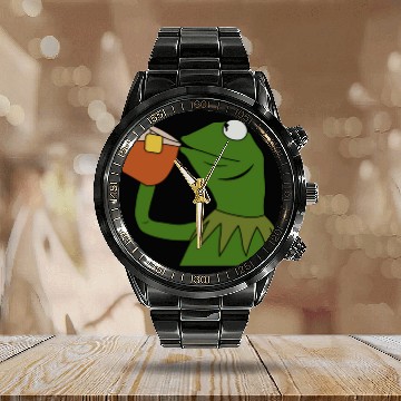 Discover Kermit Meme Calendar Steel Band Watch