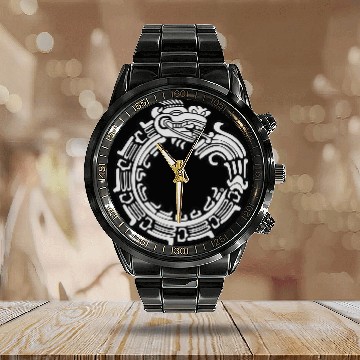 Discover aztec tribal Calendar Steel Band Watch