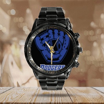 Discover Dodgers Baseball Calendar Steel Band Watch