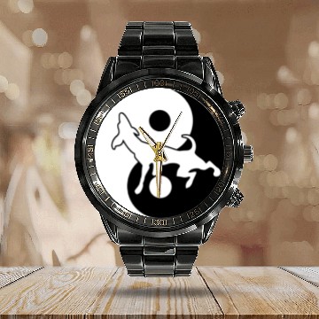 Discover Hunting product - Ying Yang Coonhound - Mens Calendar Steel Band Watch