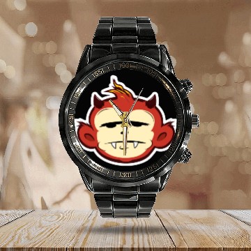Discover Devil Monkey Face Calendar Steel Band Watch