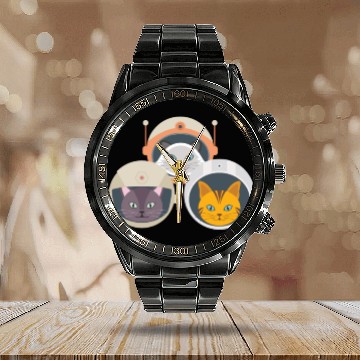 Discover Catstronauts Calendar Steel Band Watch Funny Cat Lover Calendar Steel Band Watch Calendar Steel Band Watch