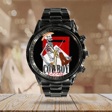Discover Cowboy Killer Graphic Calendar Steel Band Watch