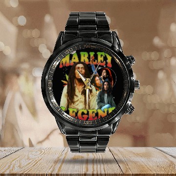 Discover Bob Marley Vintage Calendar Steel Band Watch