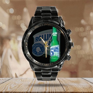 Discover Rolling Rock Calendar Steel Band Watch