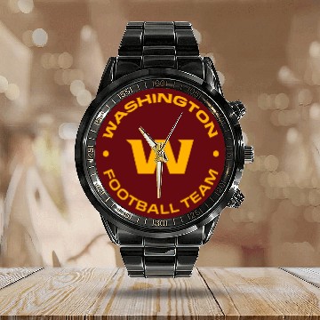 Discover Washington Commanders Classic Calendar Steel Band Watch
