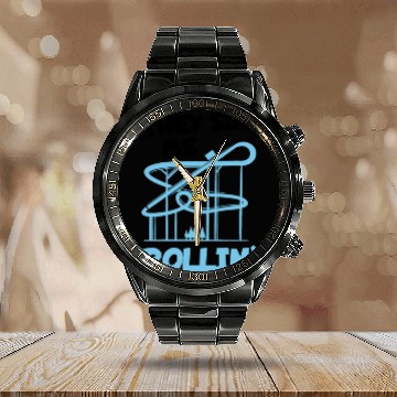 Discover They See Me Rollin Roller Coaster Ferris Amusement Calendar Steel Band Watch