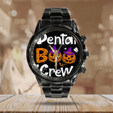 Discover Dental Boo Crew Halloween Calendar Steel Band Watch