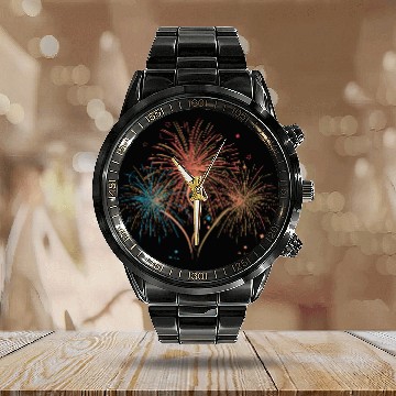 Discover Fireworks image Calendar Steel Band Watch