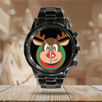 Discover reindeer Calendar Steel Band Watch