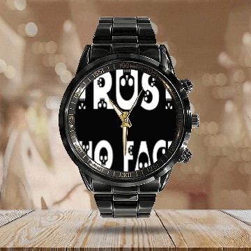 Discover trust no face Calendar Steel Band Watch
