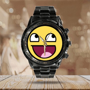 Discover Epic Smiley Face Calendar Steel Band Watch