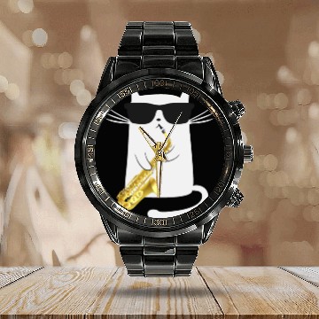 Discover Funny Cat Calendar Steel Band Watch