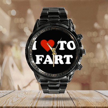 Discover I Love To Fart Heart Calendar Steel Band Watch