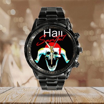 Discover Hail Santa Claus Skull funny Christmas Calendar Steel Band Watch