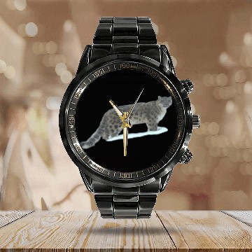 Discover Snow Leopard Calendar Steel Band Watch
