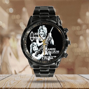 Discover Vintage Ozzy Osbourne Randy Rhoads Tribute Calendar Steel Band Watch