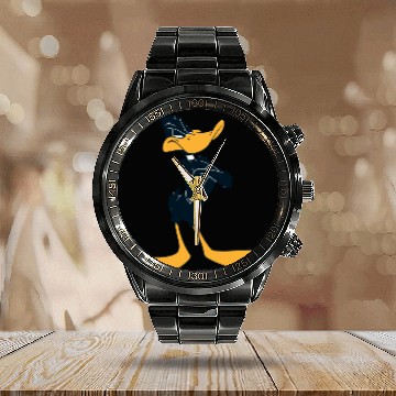Discover DAFFY DUCK™ with Arms Crossed Calendar Steel Band Watch