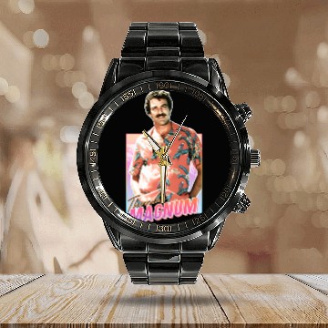 Discover Thomas Magnum - 80s - Magnum Pi - Calendar Steel Band Watch