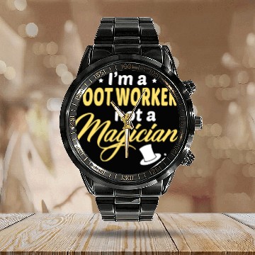 Discover Foot Worker Calendar Steel Band Watch