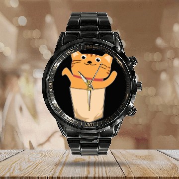 Discover cat pocket feline cute small cool gift idea Calendar Steel Band Watch