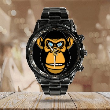 Discover Monkey Face 33 Calendar Steel Band Watch