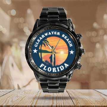 Discover Clearwater Beach Florida Calendar Steel Band Watch