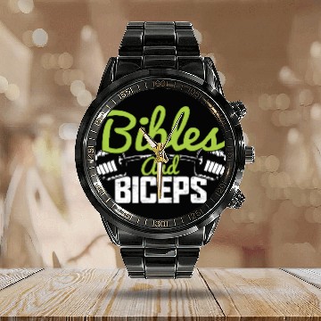 Discover BIBLES AND BICEPS Calendar Steel Band Watch