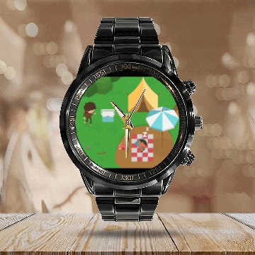 Discover Sneaky Sasquatch Picnic Calendar Steel Band Watch
