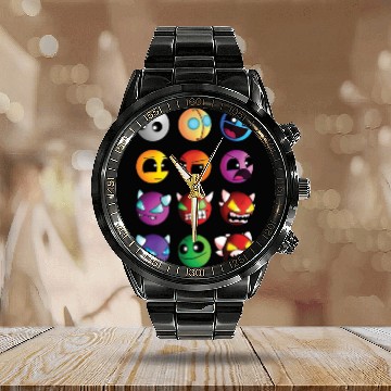 Discover geometry dash difficulty demon faces Calendar Steel Band Watch