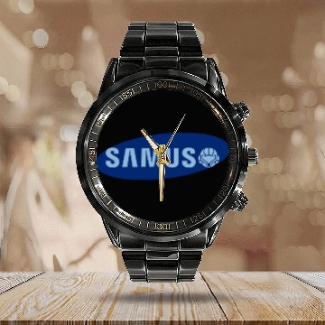 Discover Galaxy Bounty Hunter - Metroid Samus Aran - Calendar Steel Band Watch