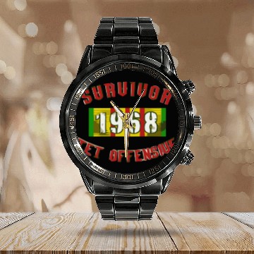 Discover 1968 Tet Offensive Survivor Calendar Steel Band Watch