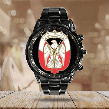 Discover Abu Dhabi Gold LOGO Calendar Steel Band Watch